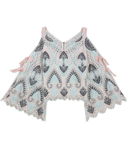 Tie Sleeve Cold Shoulder Blouse