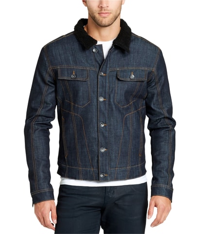 Fleece-Collar Denim Jean Jacket
