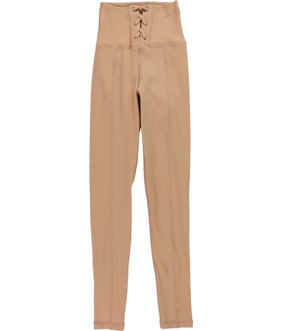 Ribbed Lace Up Tapered Leggings Casual Pants