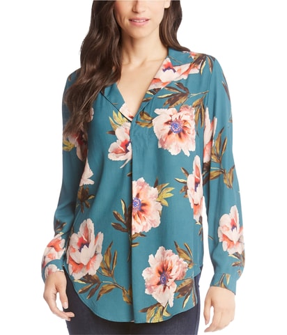 Printed Notch Collar Shell Blouse