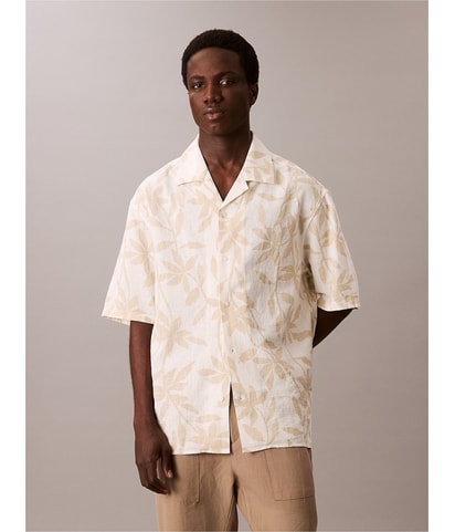 Camp Collar Print Button Up Shirt
