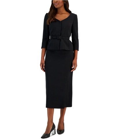Belted 2 Piece Skirt Suit