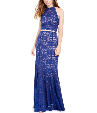 2 Piece Lace Halter Gown Dress