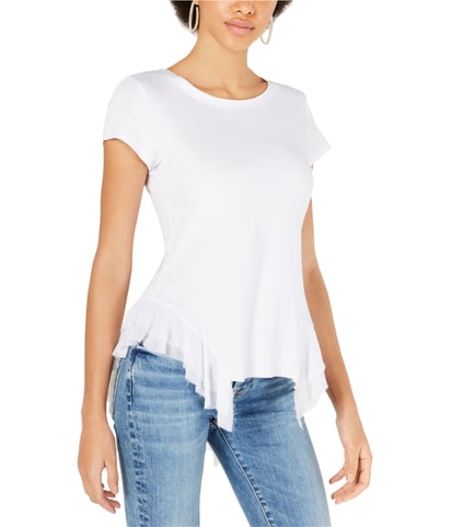 Chiffon-Contrast Basic T-Shirt