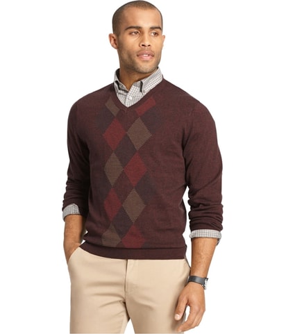 Feeder-Stripe Diamond V Neck Pullover Sweater