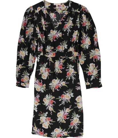 Belted Floral Silk A-line Dress