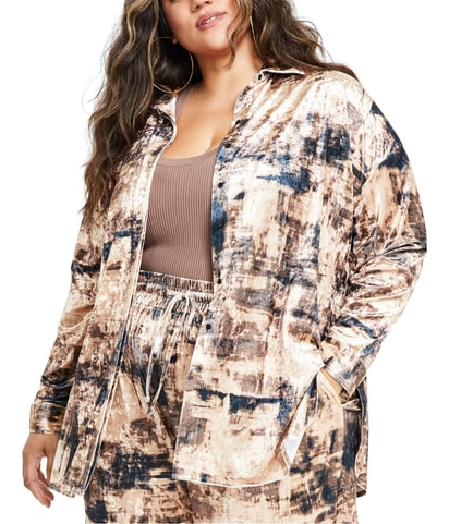 Velvet Oversized Button Up Shirt