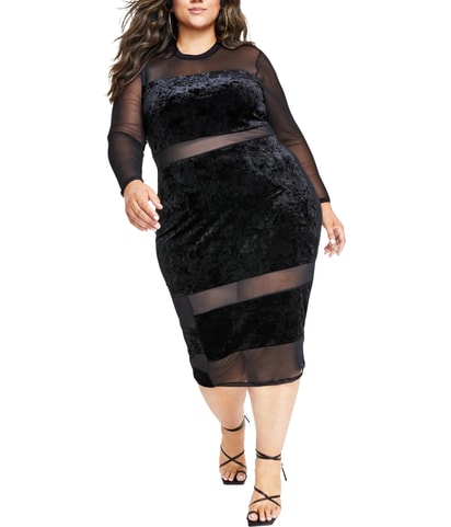 Velvet Illusion Bodycon Dress
