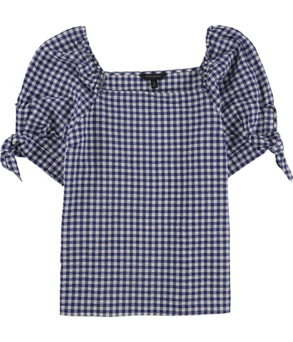 Checkered Tie Sleeve Shell Blouse