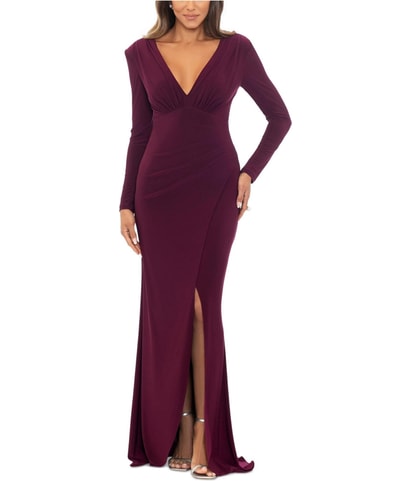 Ruched Slit Gown Dress
