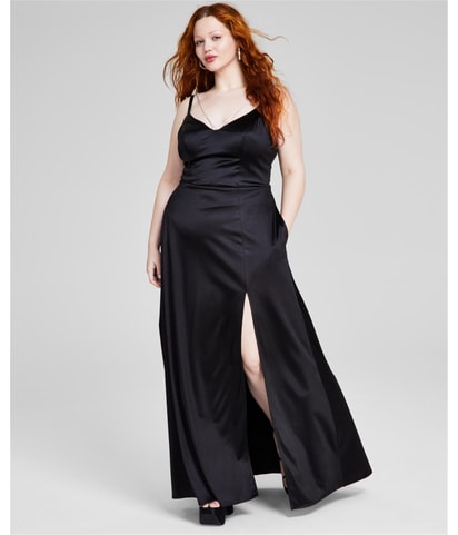Strappy Rhine Slit Maxi Cocktail Dress