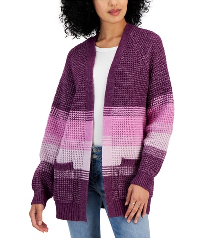 Waffle-Knit Cardigan Sweater