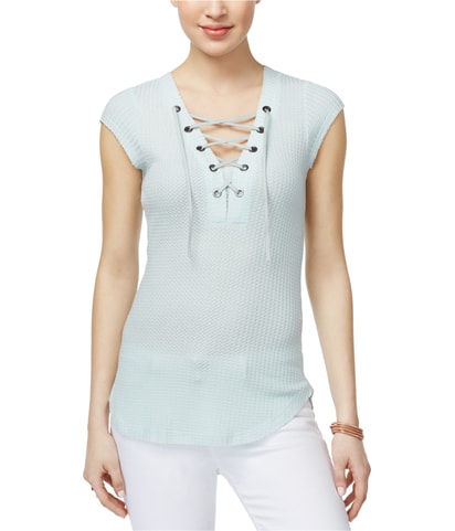 Lace-Up Knit Blouse