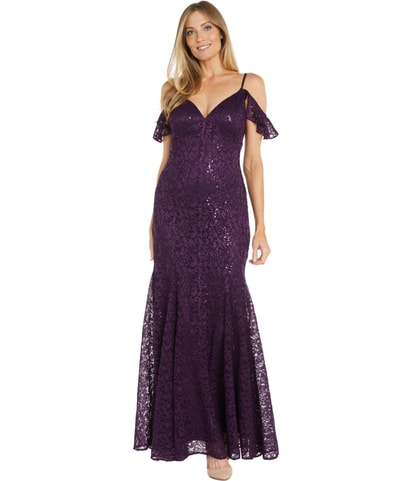 Sequin Lace Off-Shoulder Dress
