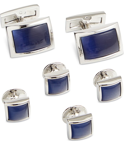 Rhodium Rectangle Shape Cufflinks