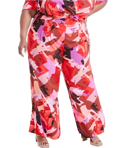 Exploded Geo Swirl Wide Leg Relaxed Casual Pants