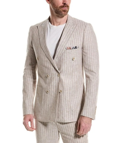 Soho Slim Fit Linen-Blend Two Button Blazer Jacket