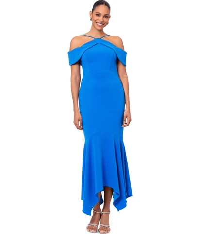 Solid Hankerchief Hem Sheath Dress