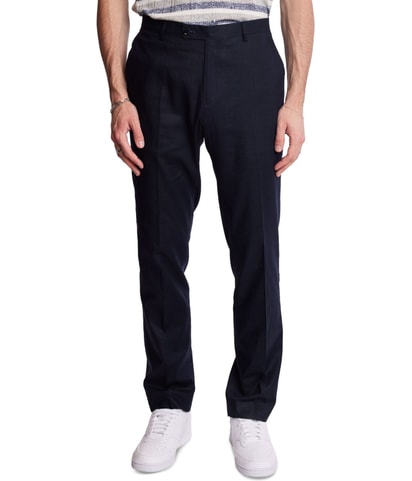 Downing Linen-Blend Straight Leg Slim Slacks Dress Pants
