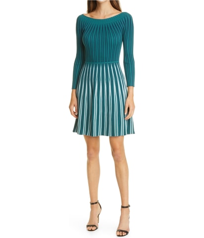 Ottoman Rib Fit & Flare Dress