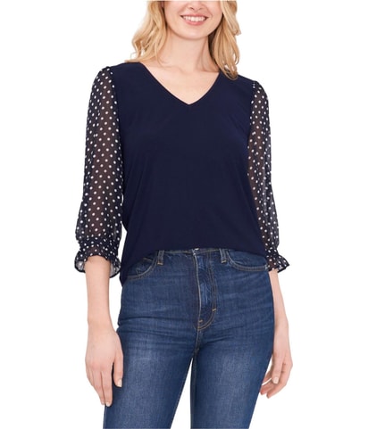 Printed Sleeves Ruffled Blouse