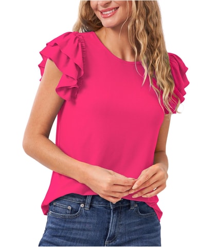 Ruffled Flutter Sleeve Knit Blouse