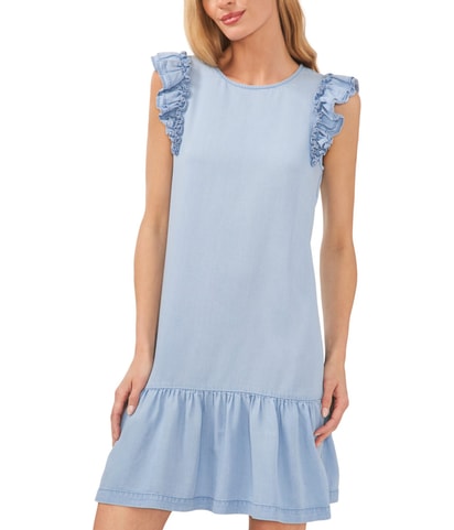 A Line Flutter Sleeve Mini Dress