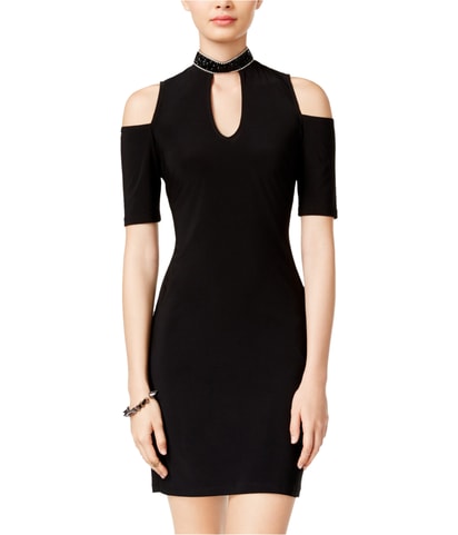 Embellished Cold-Shoulder Sheath Dress