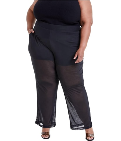 Printed Mesh Wide Leg Casual Pants