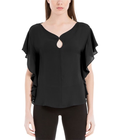 Flutter Sleeve Keyhole Shell Blouse