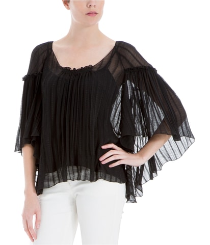 Sheer Batwing-Sleeve Shell Blouse