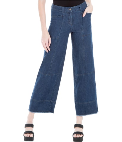 Patchwork Wide Leg Regular Jeans