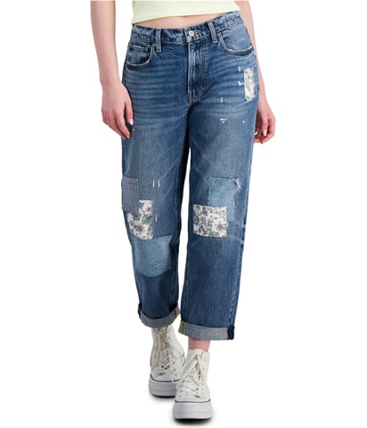 Patchwork Straight Leg Relaxed Jeans