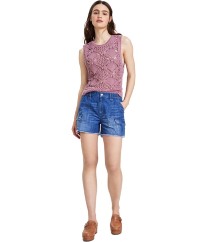 Frayed Hem Casual Cargo Shorts