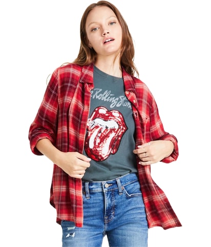 Cloud Plaid Boyfriend Button Up Shirt