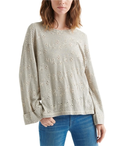 Eyelet Striped Basic T-Shirt