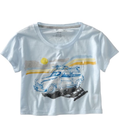 Aeropostale Cropped Wide Neck Graphic T-Shirt