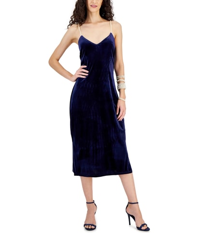 Embellished Pearl Sleeve Midi Dress