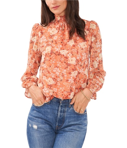 Smocked Collar Knit Blouse