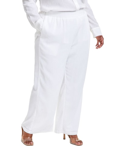 Textured Pull-on Straight Leg Casual Pants