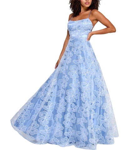 Sequin Lace Strappy Gown Dress