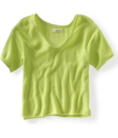 Aeropostale Ss Cropped Eyelet Knit Sweater