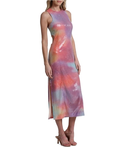 Rainbow Sequined Midi Dress