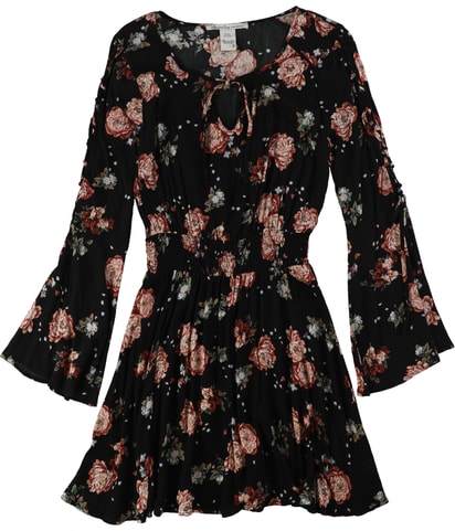 Lace- Up Bell Sleeve A-line Dress
