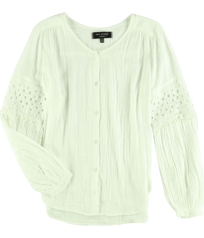 Lace Sleeve Button Down Blouse