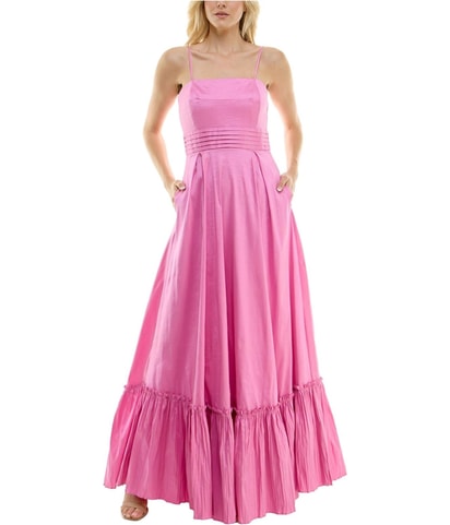 Stretch Taffeta Maxi Gown Dress
