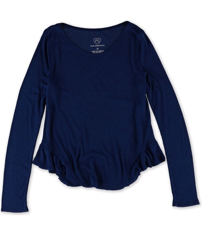 Ribbed Flutter-Hem Basic T-Shirt