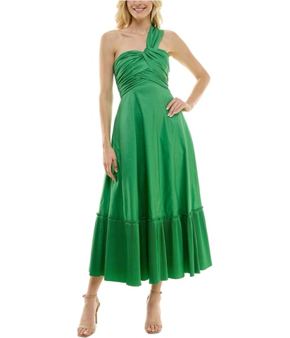 Ruched One Shoulder Maxi Gown Dress