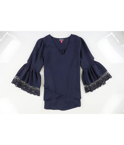 Lace Trim Sleeve Knit Blouse