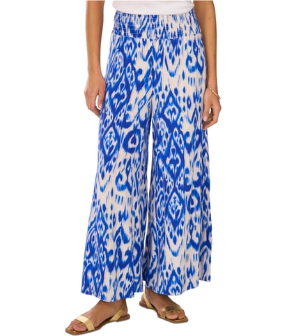 Ikat-Print Smocked-Waist Casual Lounge Pants